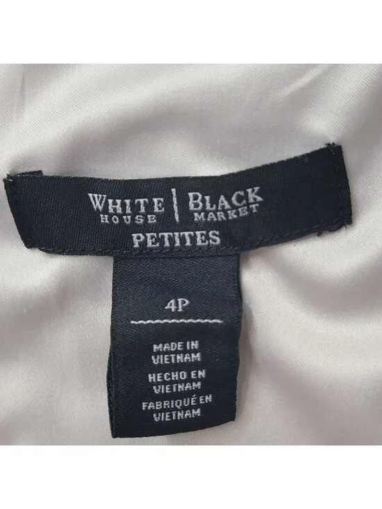 White House Black Market Women's Sleeveless Silver Jacquard Dress Size 4P - Picture 4 of 12